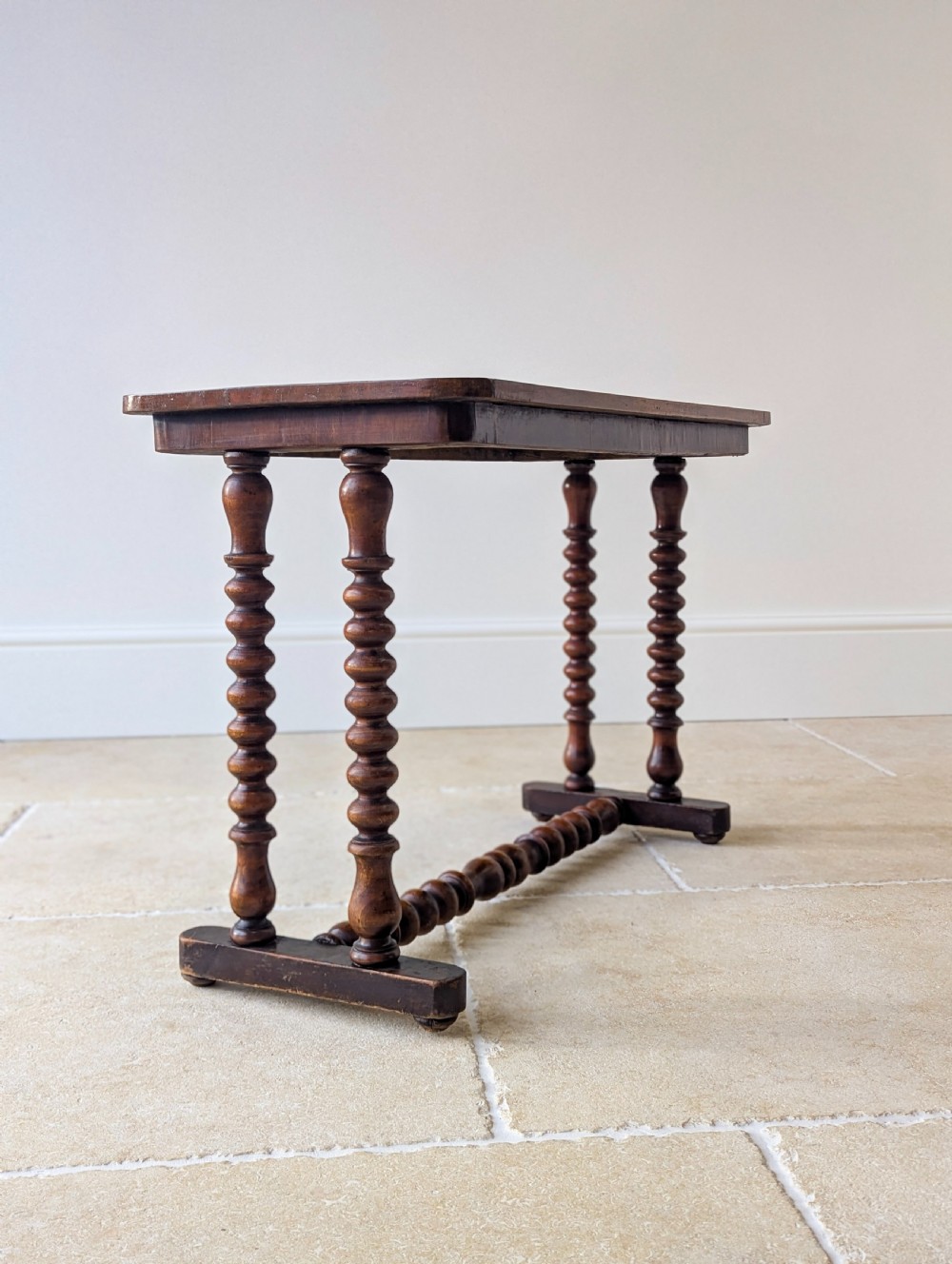 Antique Victorian Walnut Bobbin Chess / Games Table c.1880 View III