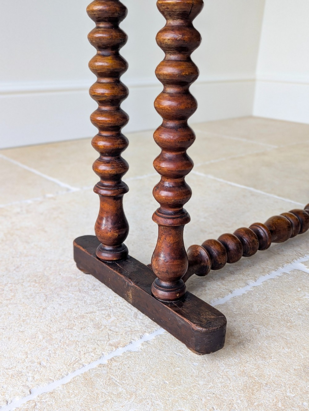 Antique Victorian Walnut Bobbin Chess / Games Table c.1880 View IX