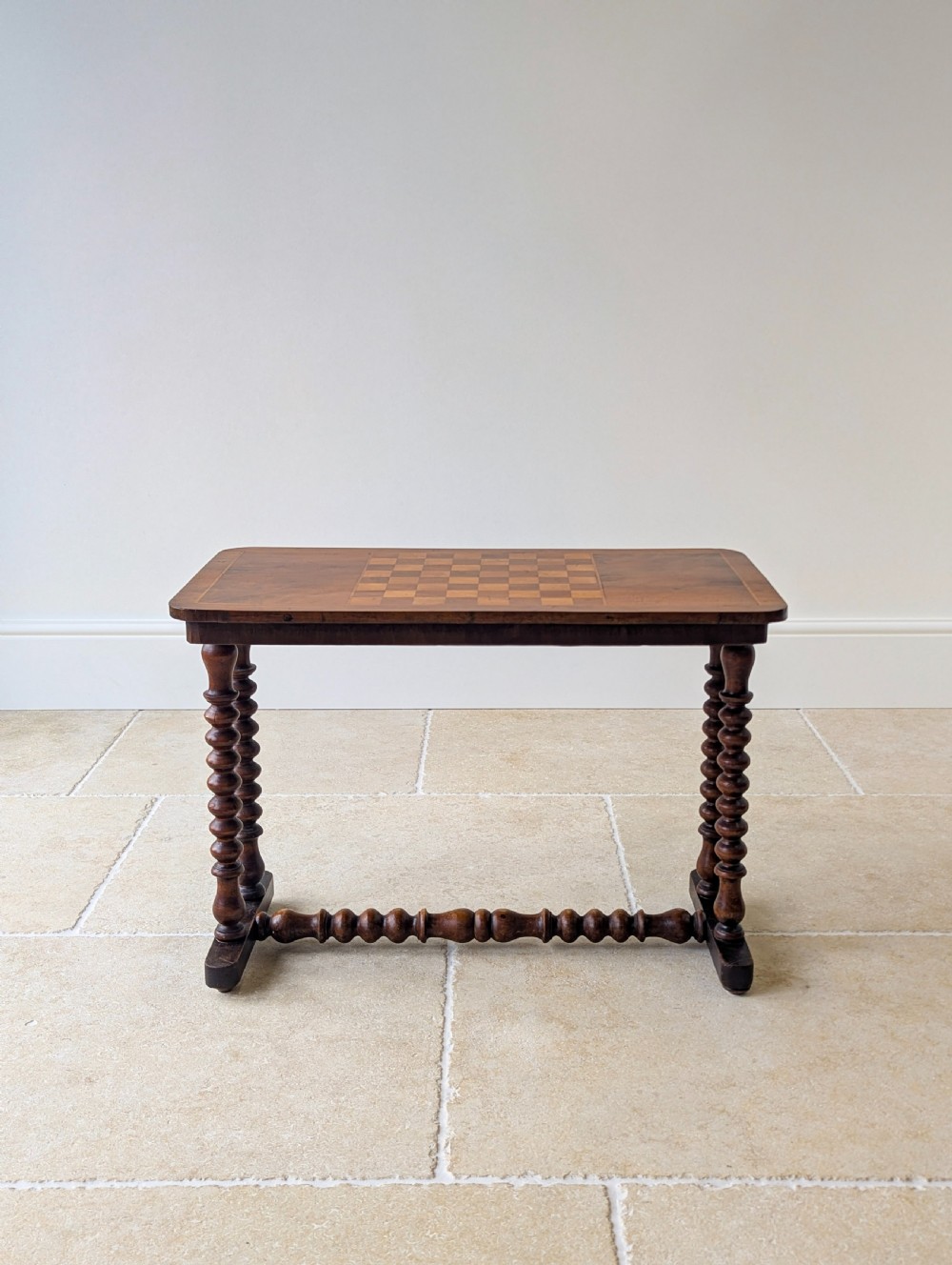 Antique Victorian Walnut Bobbin Chess / Games Table c.1880 View XIII