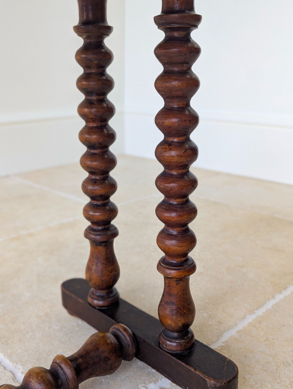 Antique Victorian Walnut Bobbin Chess / Games Table c.1880 View XIV