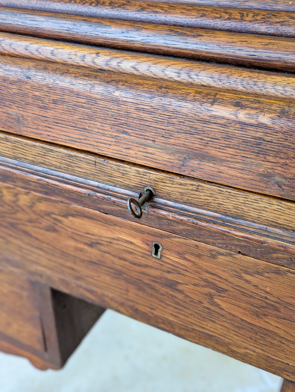 Antique Late Victorian Oak Roll Top Writing Desk c.1890 View XI
