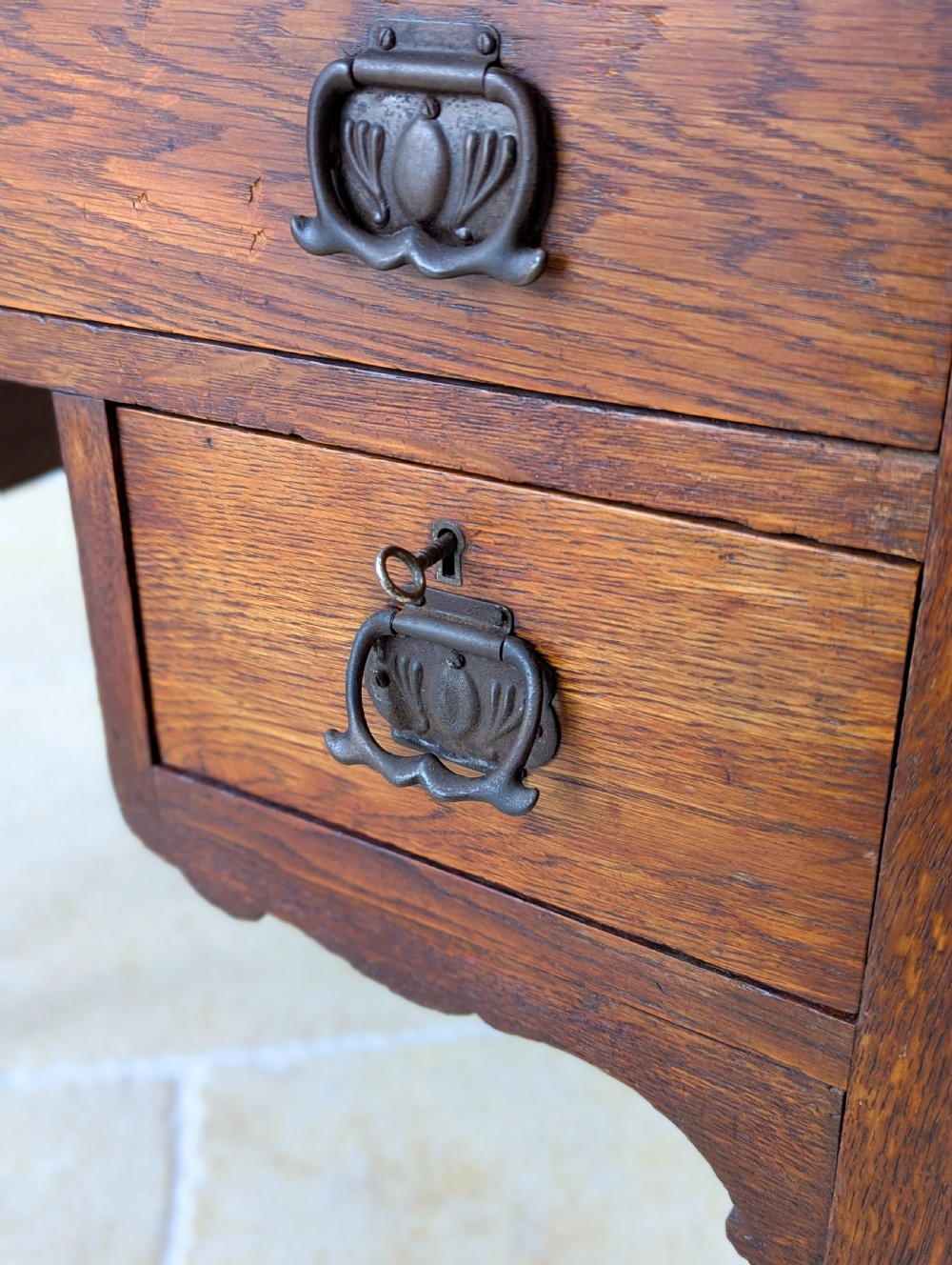 Antique Late Victorian Oak Roll Top Writing Desk c.1890 View XIII