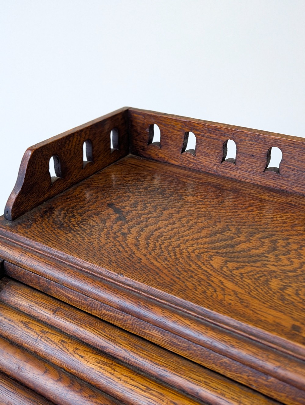 Antique Late Victorian Oak Roll Top Writing Desk c.1890 View XV