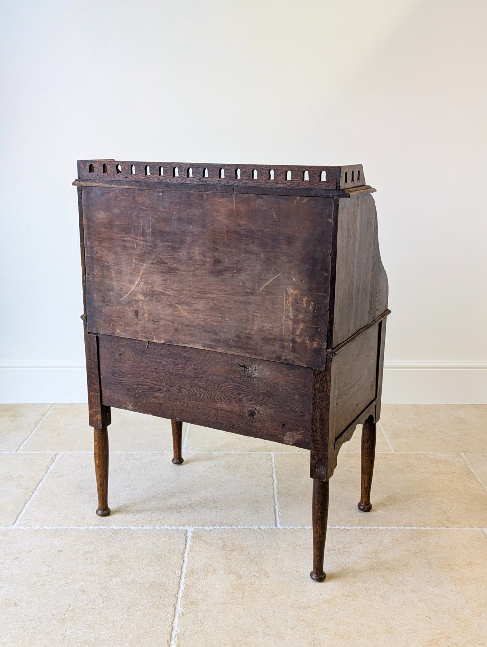 Antique Late Victorian Oak Roll Top Writing Desk c.1890 View XIX