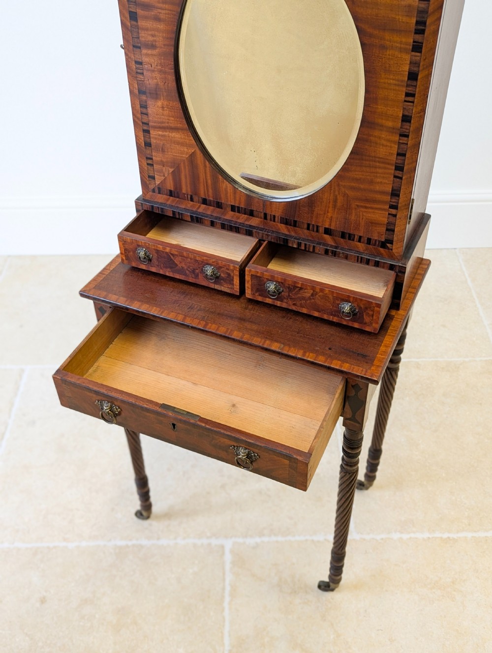 Antique Victorian Mahogany Dressing Table with Mirror Cabinet c.1880 View IX