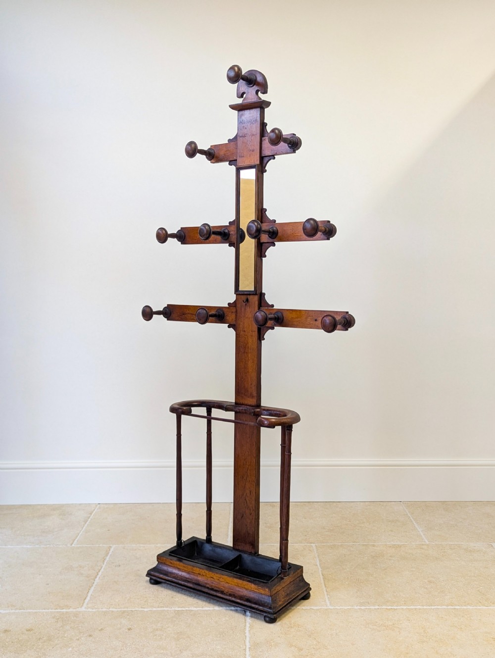 Antique Victorian Oak Hall Stand c.1890
