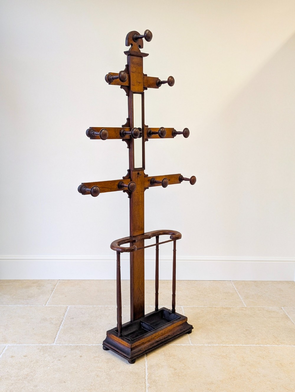 Antique Victorian Oak Hall Stand c.1890 View V