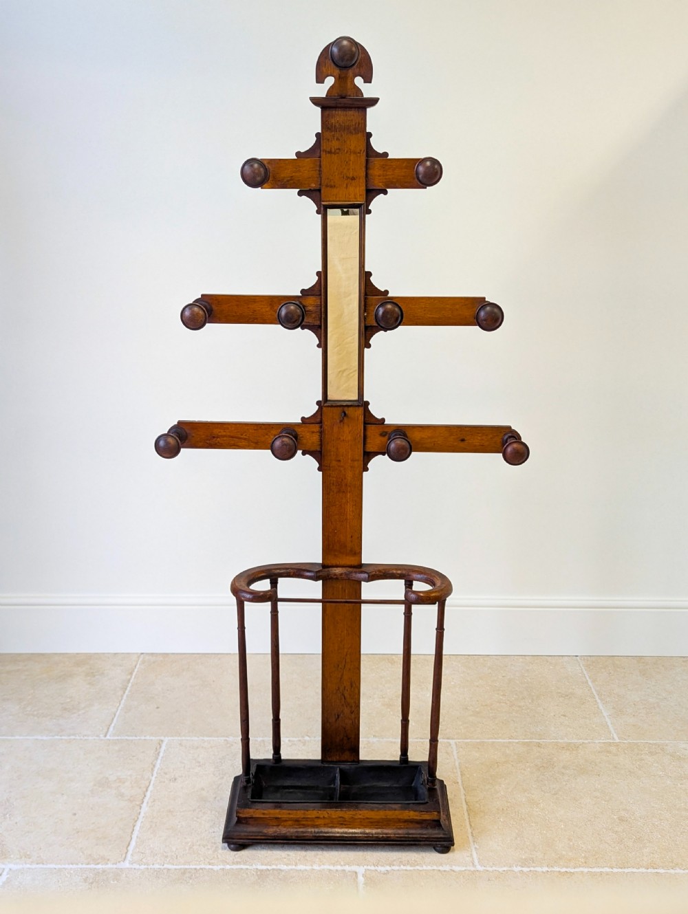 Antique Victorian Oak Hall Stand c.1890 View IX