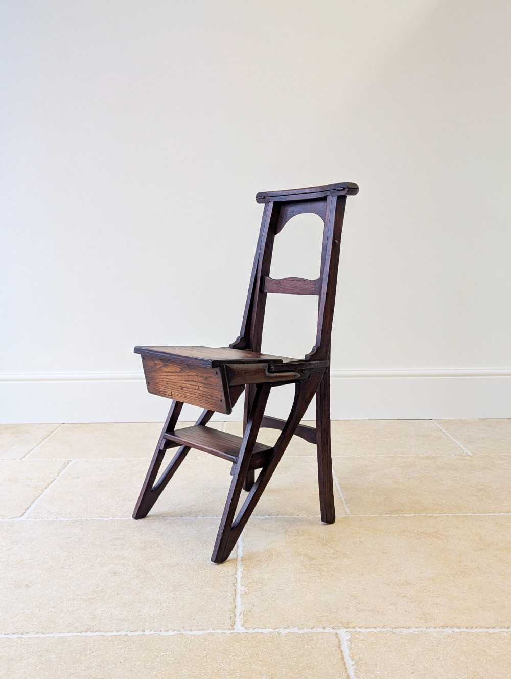 Antique Victorian Oak Arts and Crafts Metamorphic Library Chair / Steps c.1895