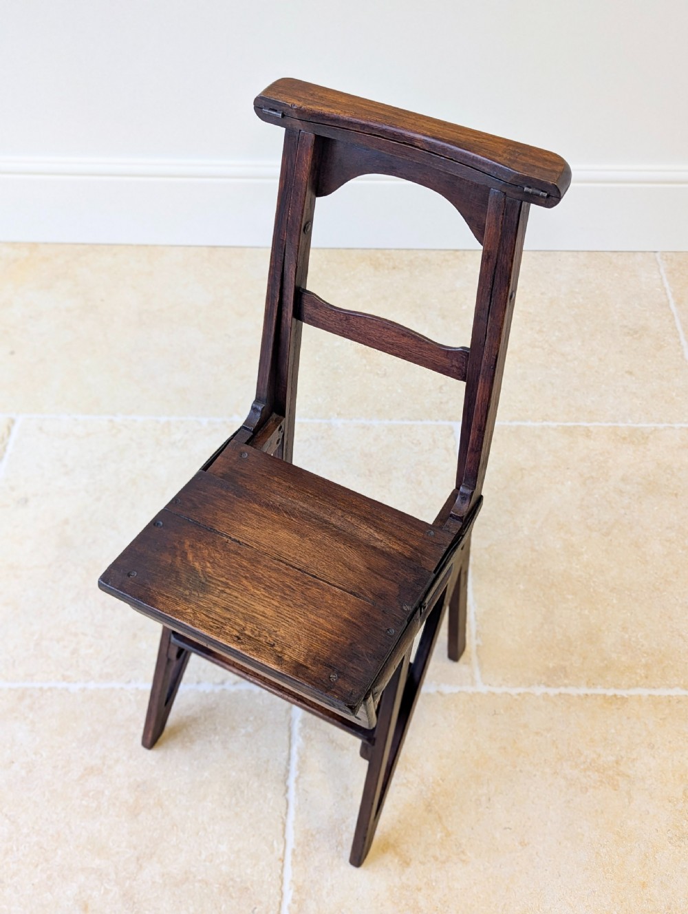 Antique Victorian Oak Arts and Crafts Metamorphic Library Chair / Steps c.1895 View XIII