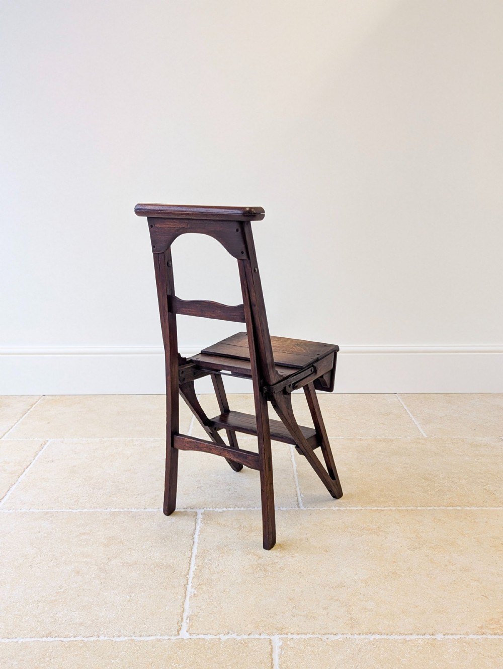 Antique Victorian Oak Arts and Crafts Metamorphic Library Chair / Steps c.1895 View XVII