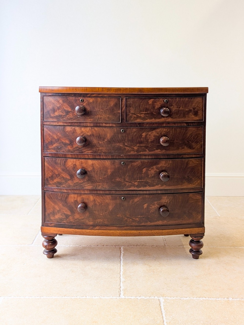 Antique Victorian Mahogany Bow-Front Chest of Drawers c.1860 View II