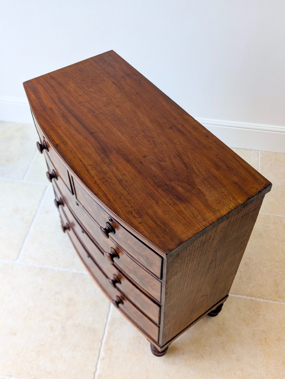 Antique Victorian Mahogany Bow-Front Chest of Drawers c.1860 View III