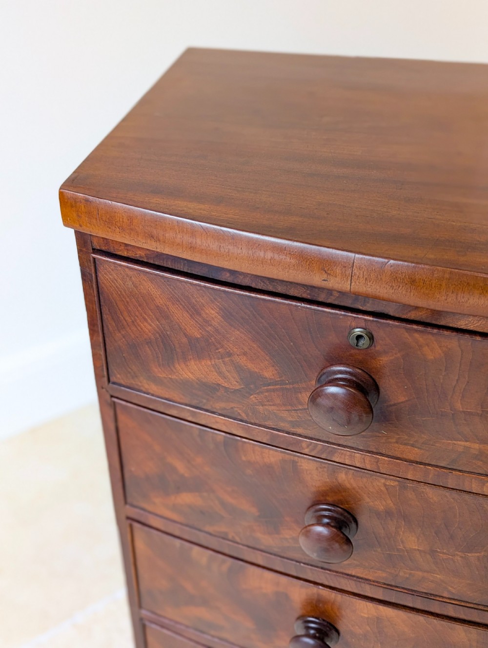 Antique Victorian Mahogany Bow-Front Chest of Drawers c.1860 View VIII