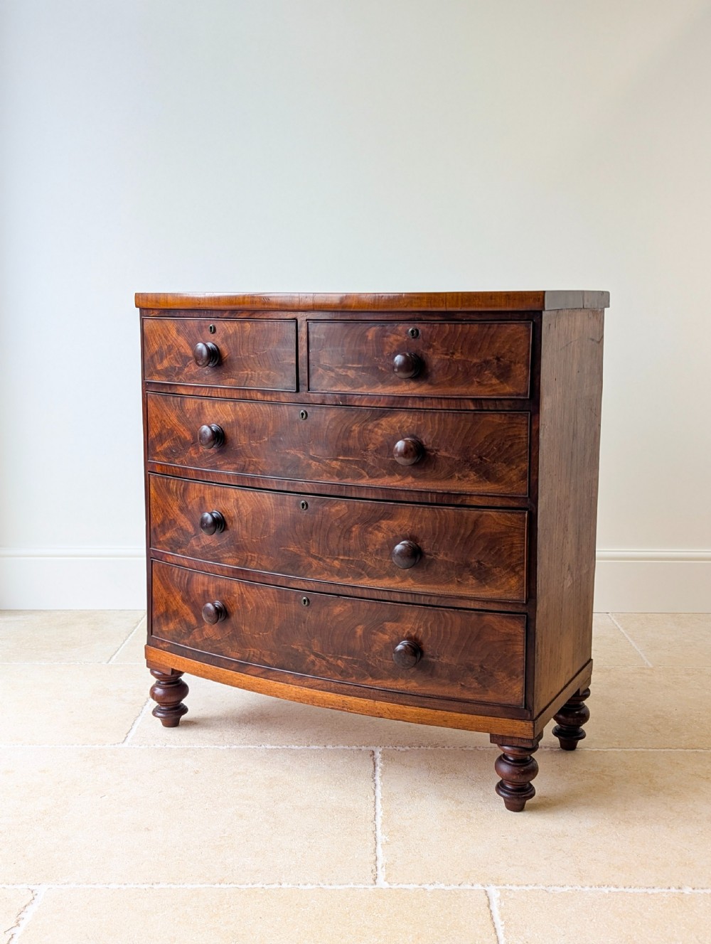 Antique Victorian Mahogany Bow-Front Chest of Drawers c.1860 View X
