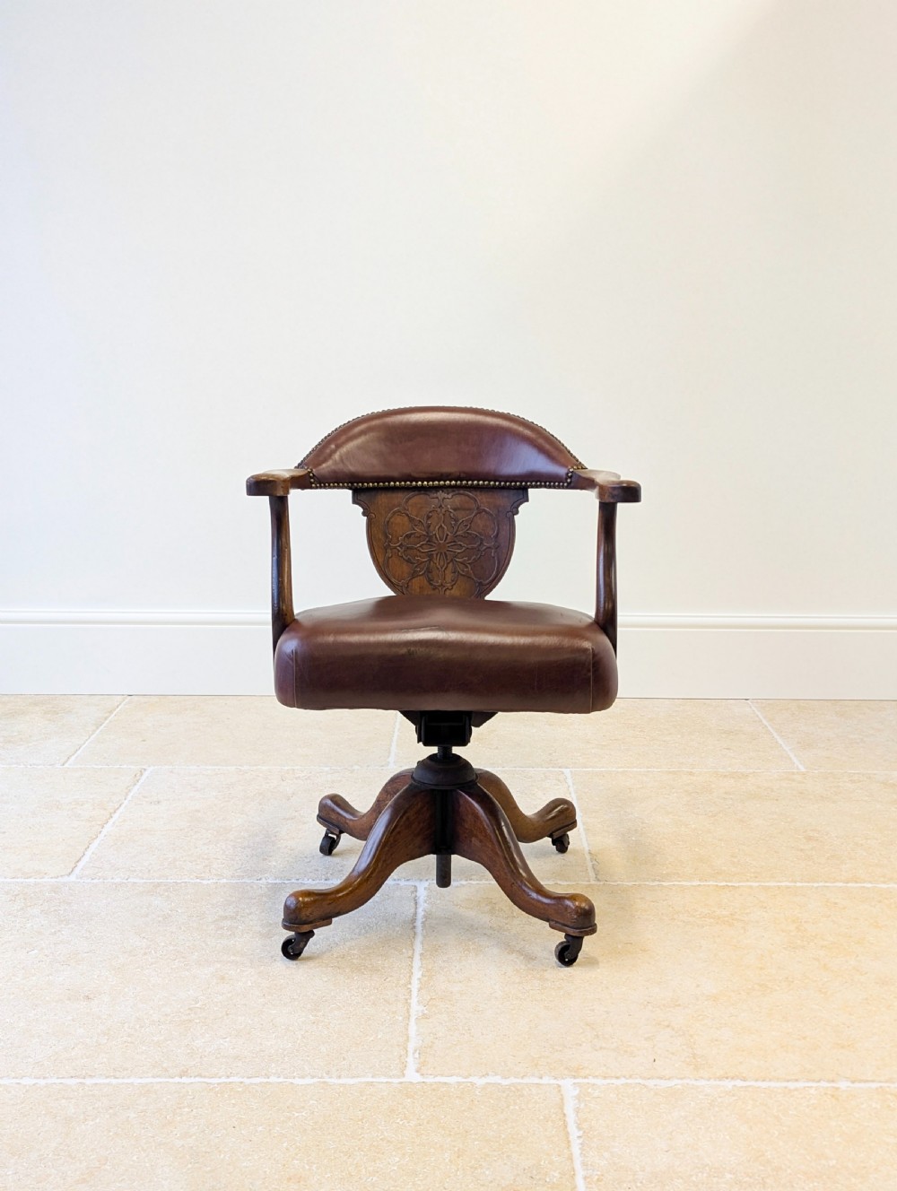Antique Edwardian Mahogany Swivel Desk Chair c.1910 View II