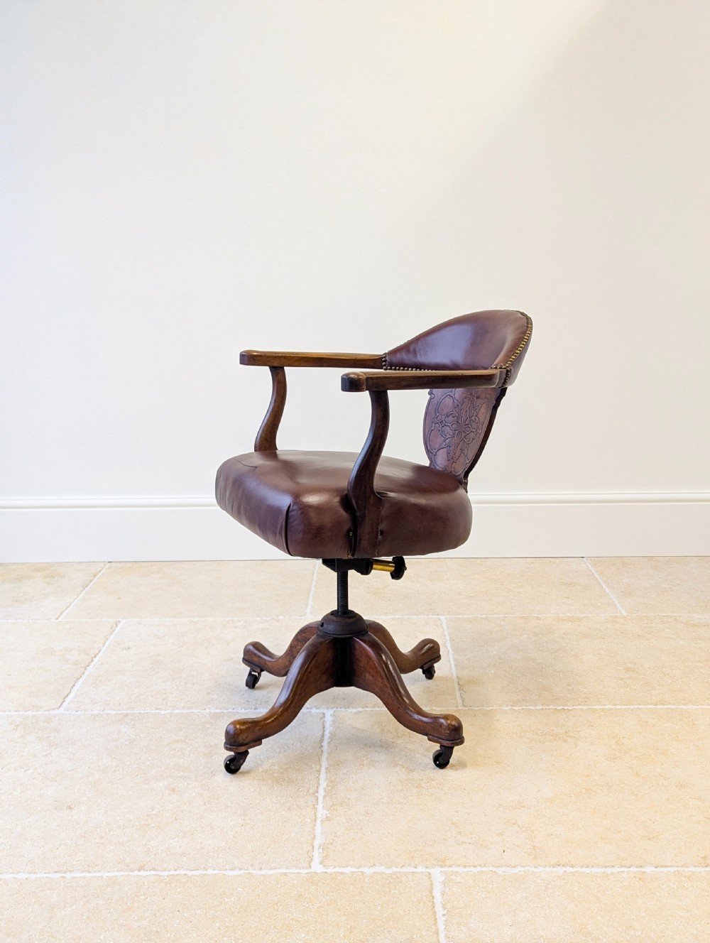 Antique Edwardian Mahogany Swivel Desk Chair c.1910 View IV