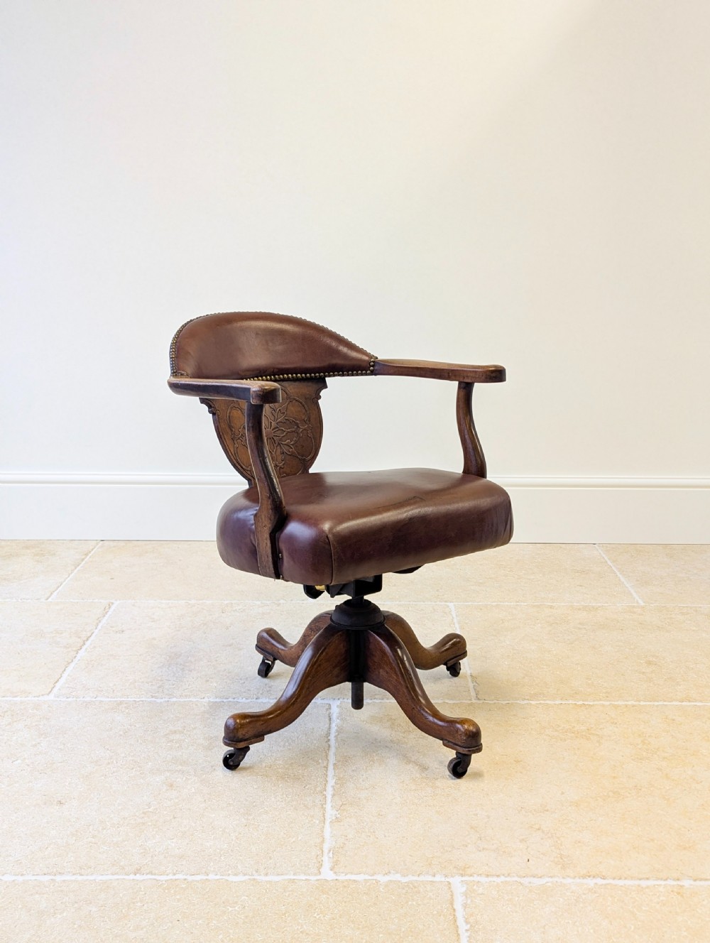 Antique Edwardian Mahogany Swivel Desk Chair c.1910 View V
