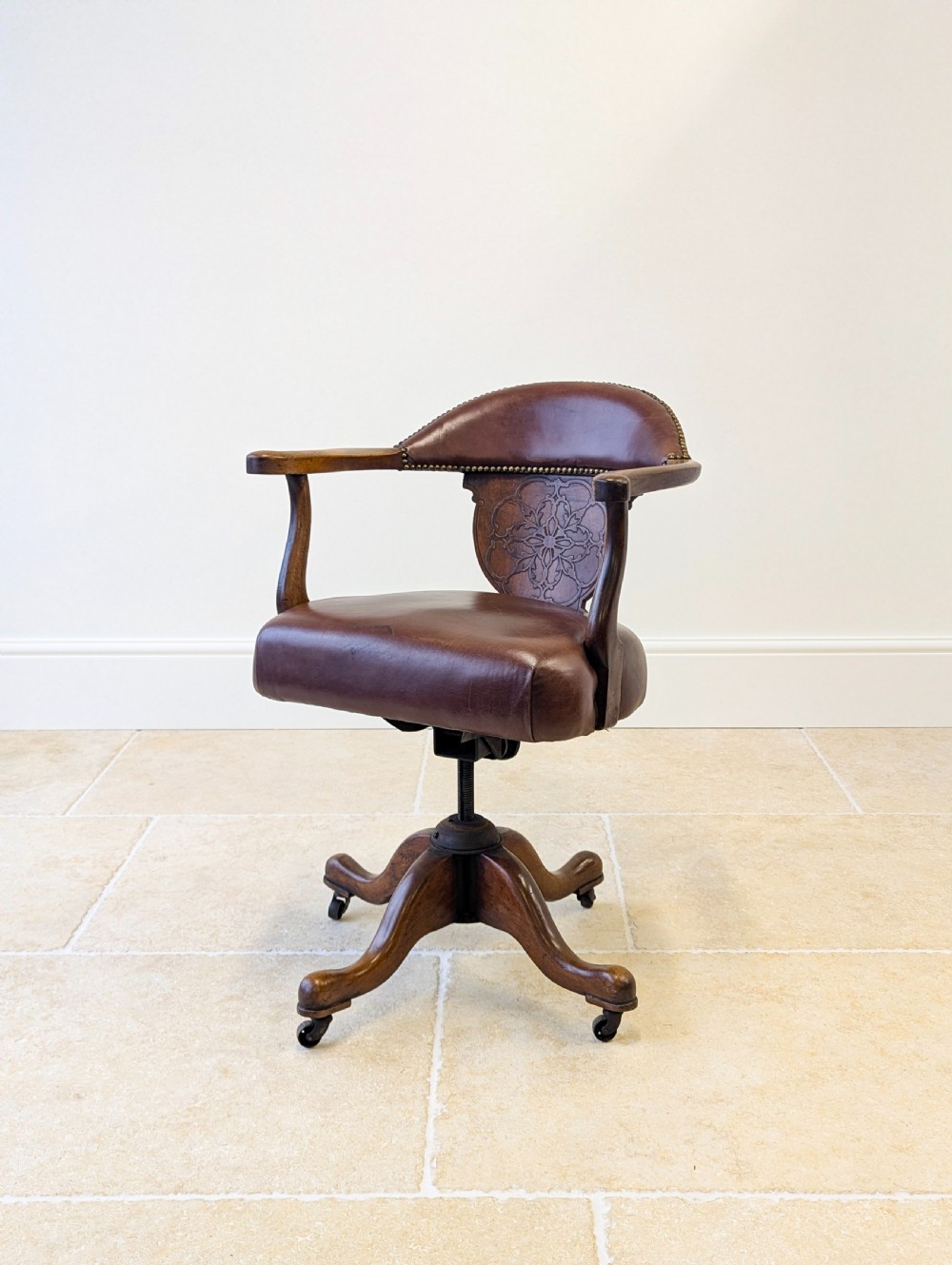 Antique Edwardian Mahogany Swivel Desk Chair c.1910 View VI