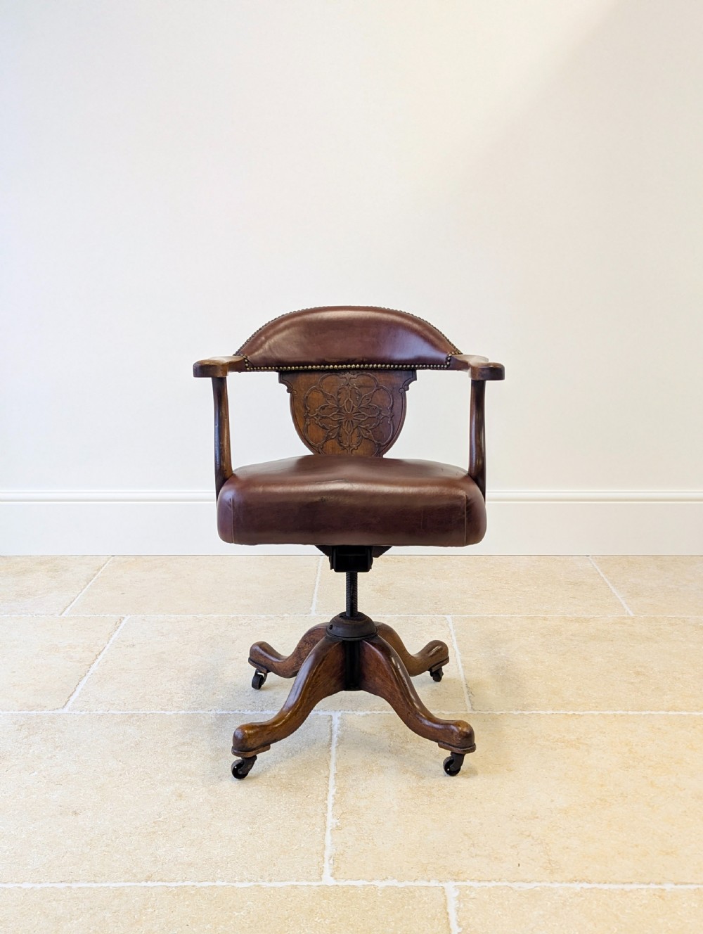 Antique Edwardian Mahogany Swivel Desk Chair c.1910 View VIII