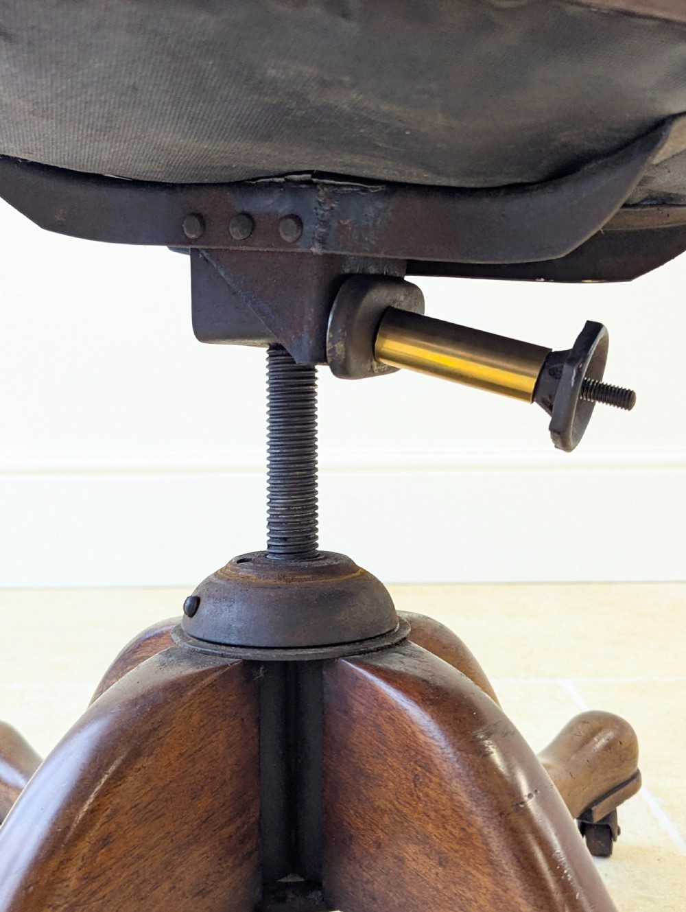 Antique Edwardian Mahogany Swivel Desk Chair c.1910 View IX
