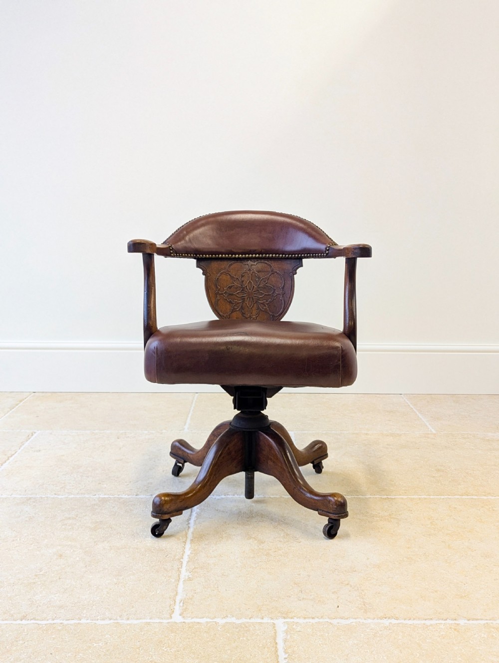 Antique Edwardian Mahogany Swivel Desk Chair c.1910 View X