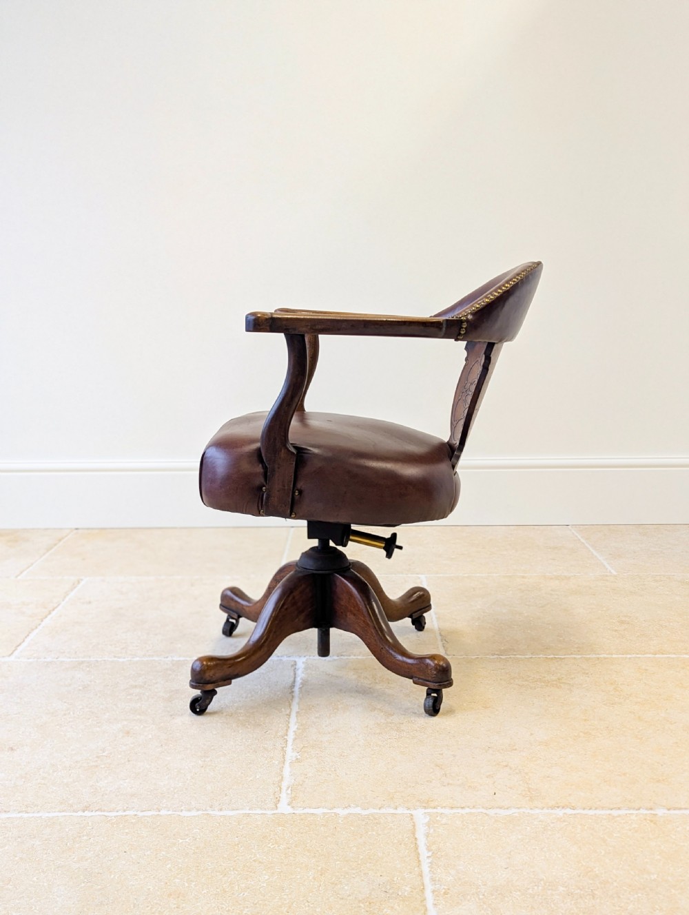 Antique Edwardian Mahogany Swivel Desk Chair c.1910 View XII