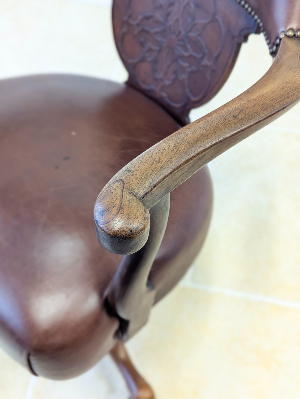 Antique Edwardian Mahogany Swivel Desk Chair c.1910 View XIV