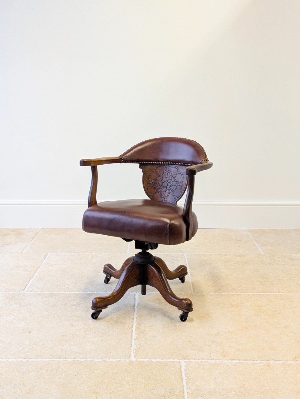 Antique Edwardian Mahogany Swivel Desk Chair c.1910 View XVIII