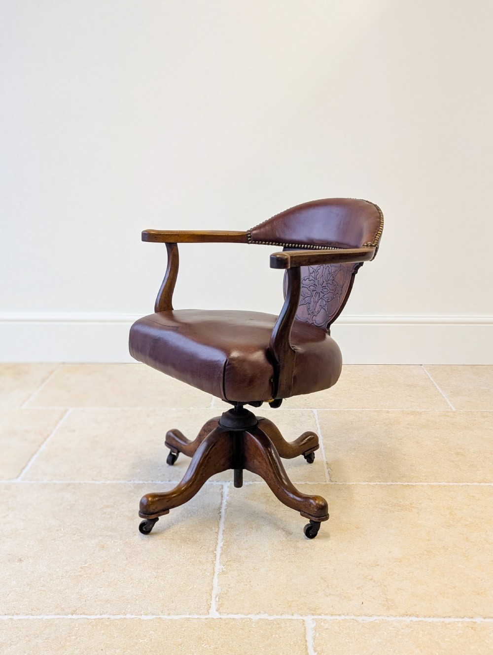 Antique Edwardian Mahogany Swivel Desk Chair c.1910 View XX