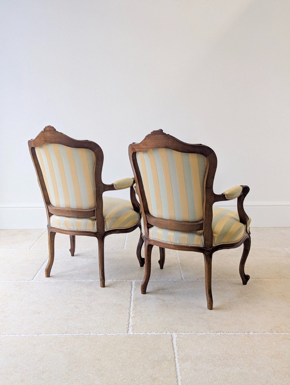 Pair of Antique Victorian Walnut Louis XV Style Open Armchairs c.1880 View VIII