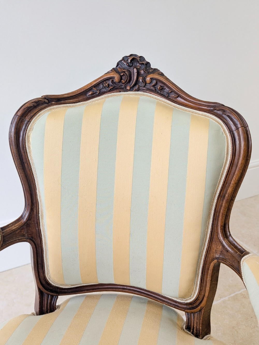 Pair of Antique Victorian Walnut Louis XV Style Open Armchairs c.1880 View XIV