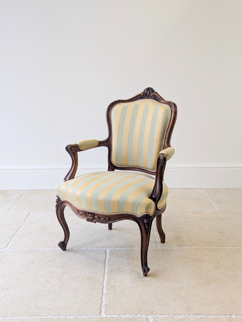 Pair of Antique Victorian Walnut Louis XV Style Open Armchairs c.1880 View XVIII