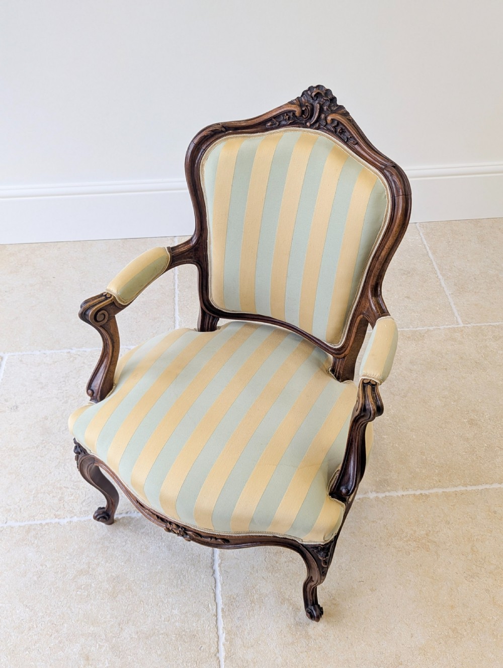 Pair of Antique Victorian Walnut Louis XV Style Open Armchairs c.1880 View XIX