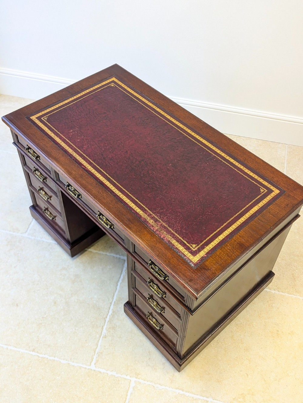 Antique Victorian Mahogany Pedestal Desk c.1890 View II