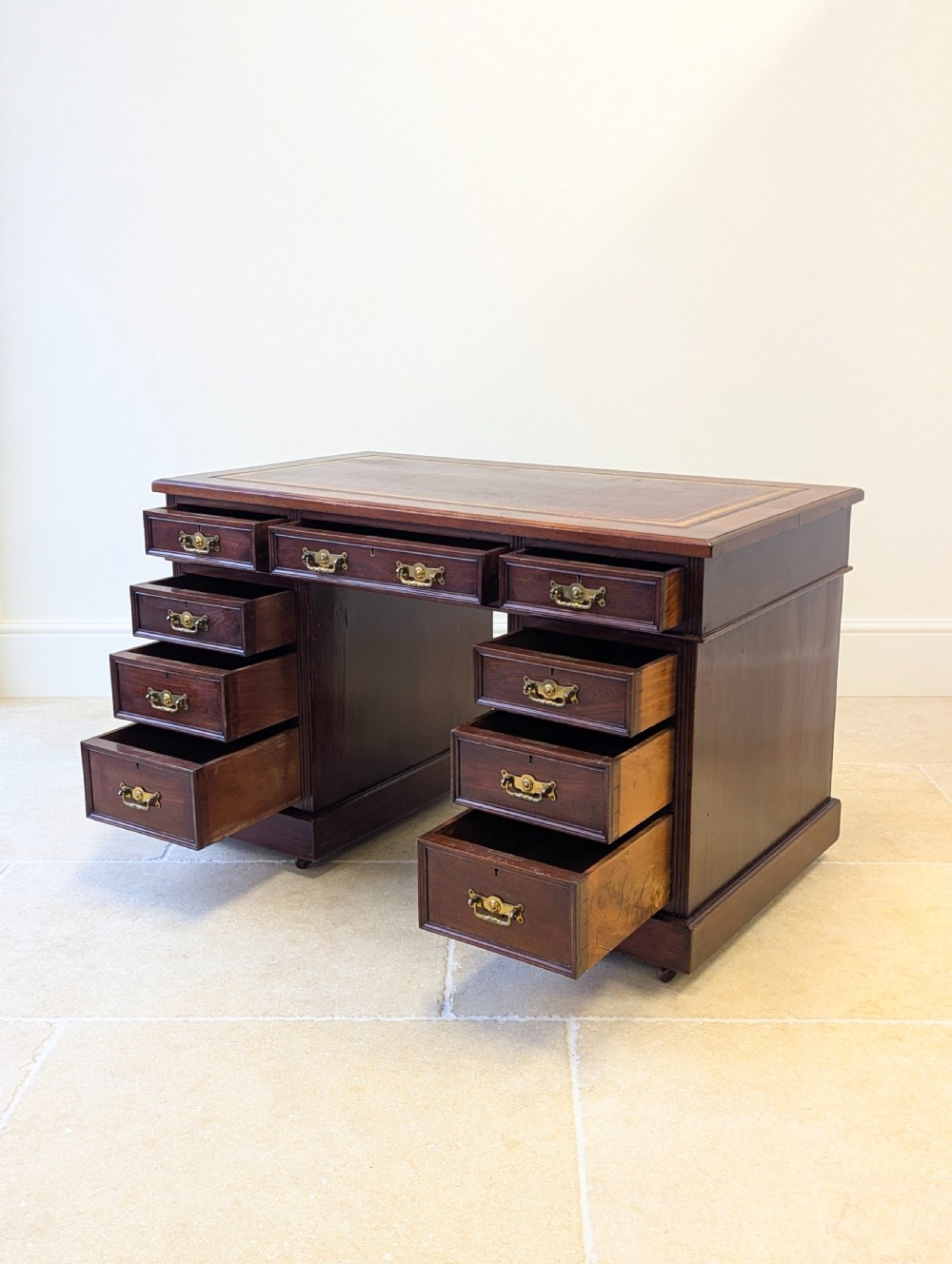 Antique Victorian Mahogany Pedestal Desk c.1890 View IV