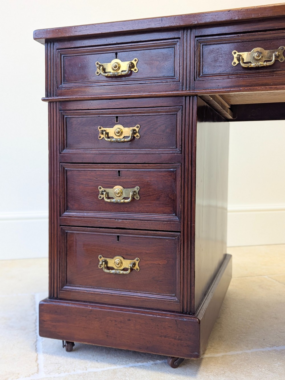 Antique Victorian Mahogany Pedestal Desk c.1890 View V