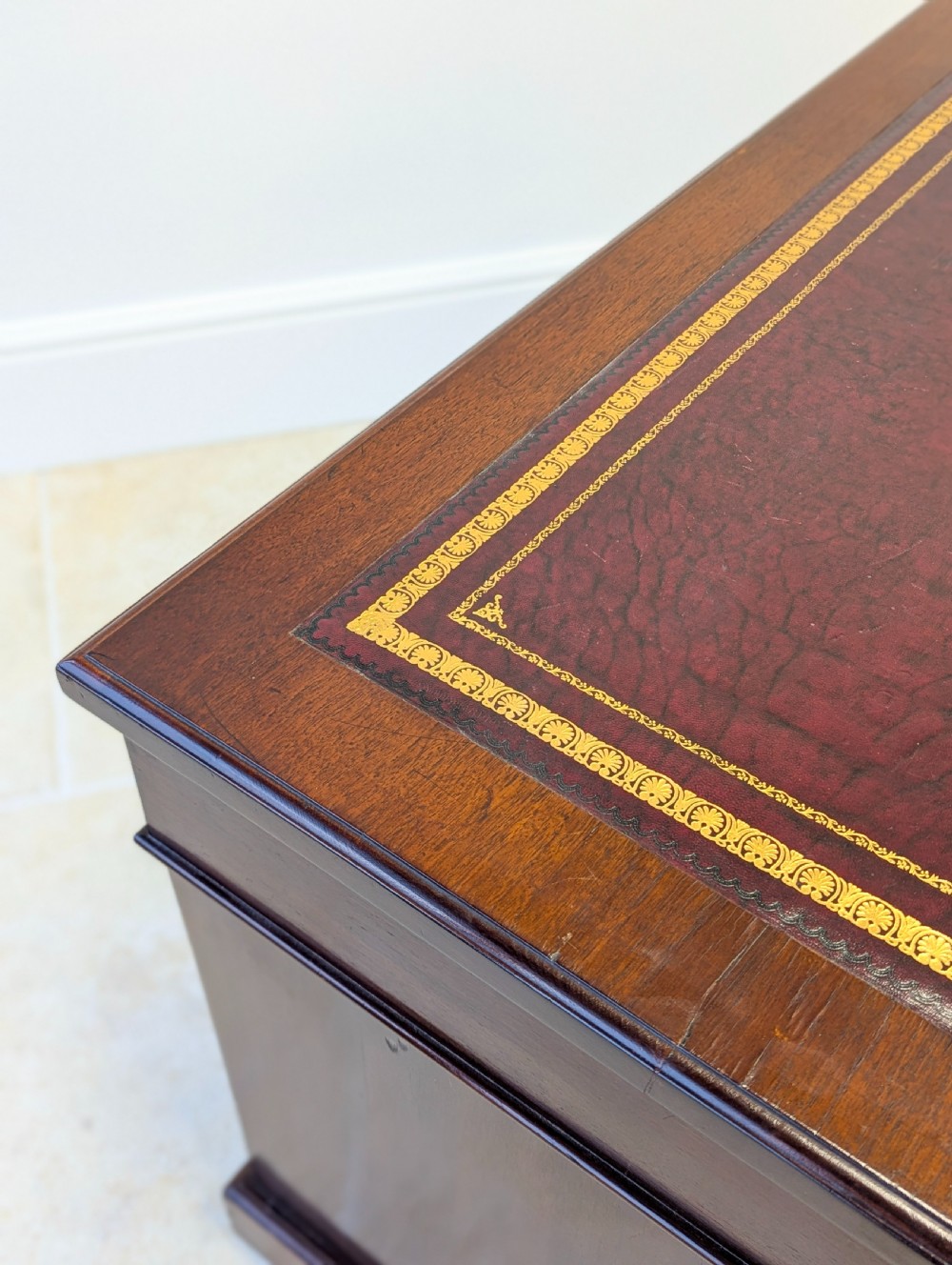 Antique Victorian Mahogany Pedestal Desk c.1890 View VI