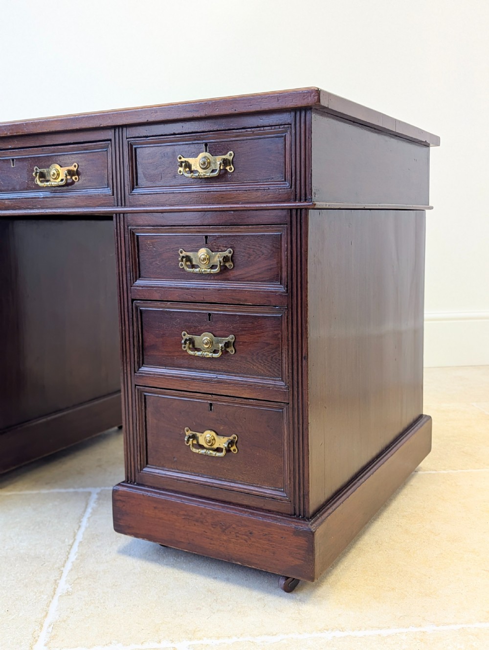 Antique Victorian Mahogany Pedestal Desk c.1890 View VIII