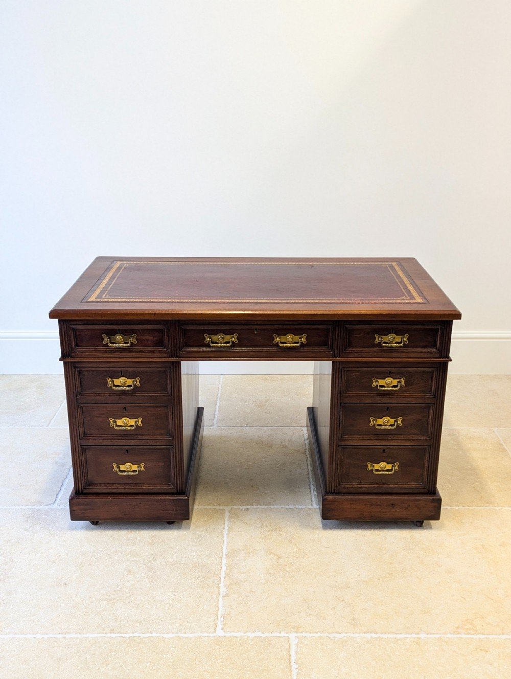 Antique Victorian Mahogany Pedestal Desk c.1890 View X