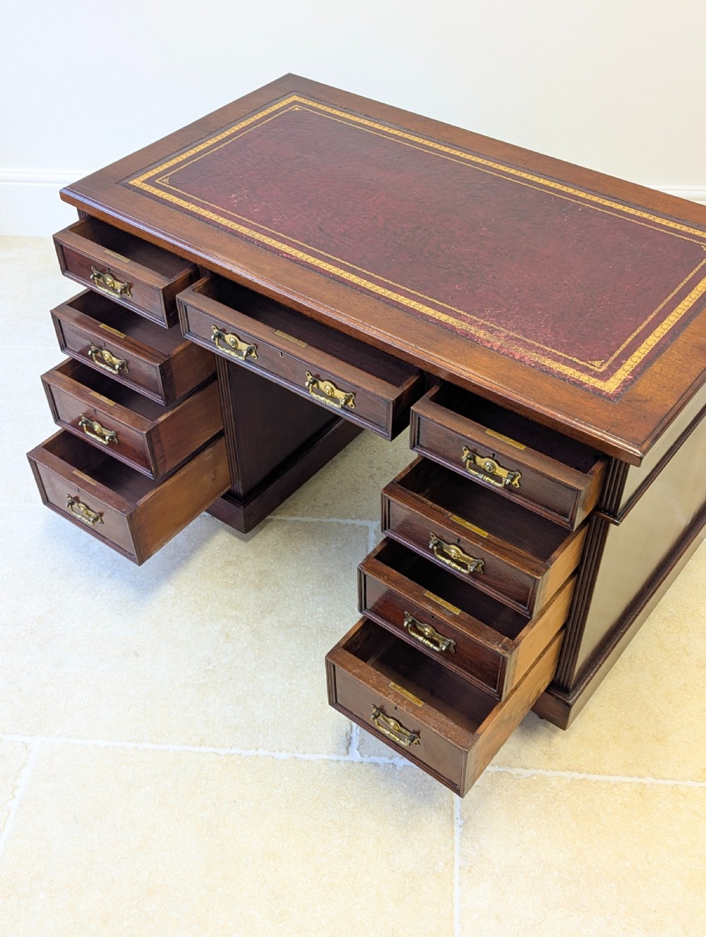 Antique Victorian Mahogany Pedestal Desk c.1890 View XII