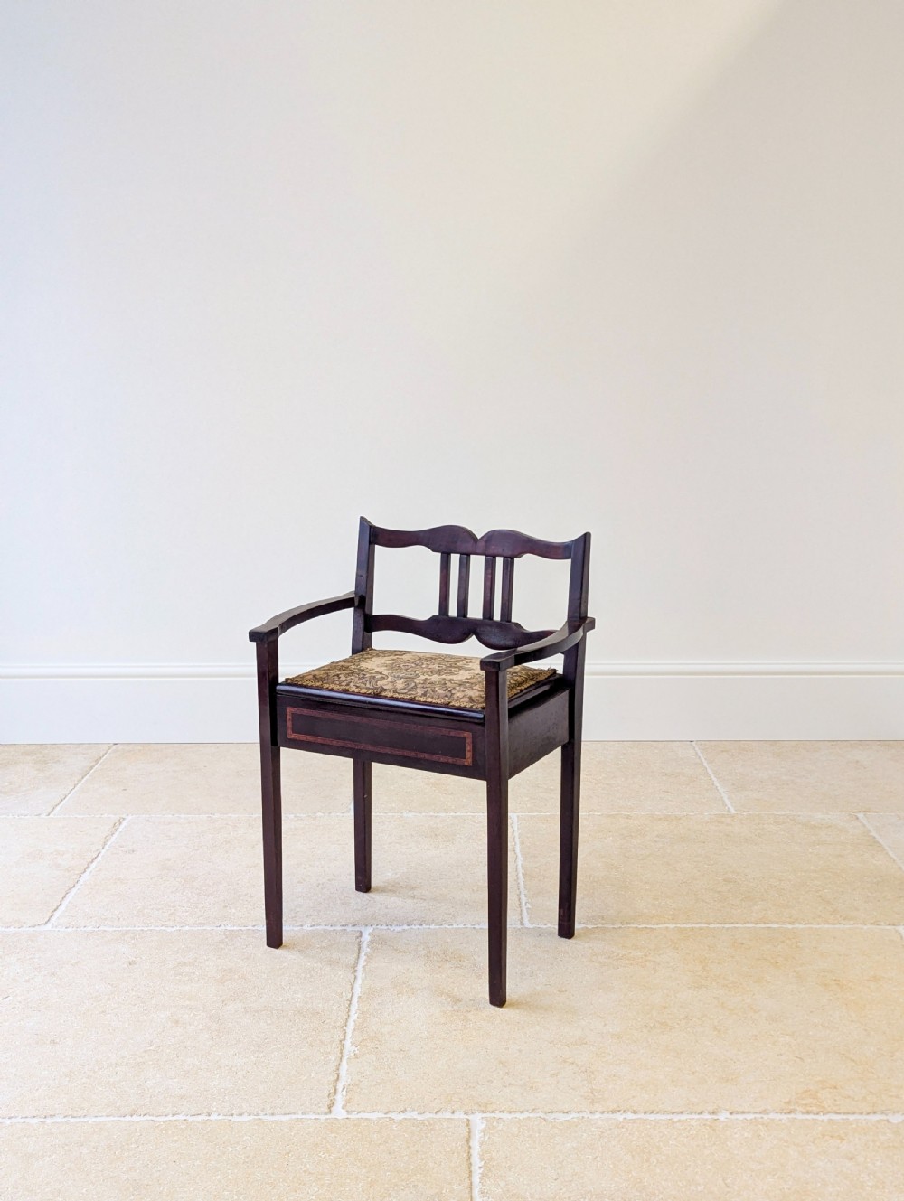 Antique Edwardian Mahogany Piano Stool with Storage c.1910 View VI