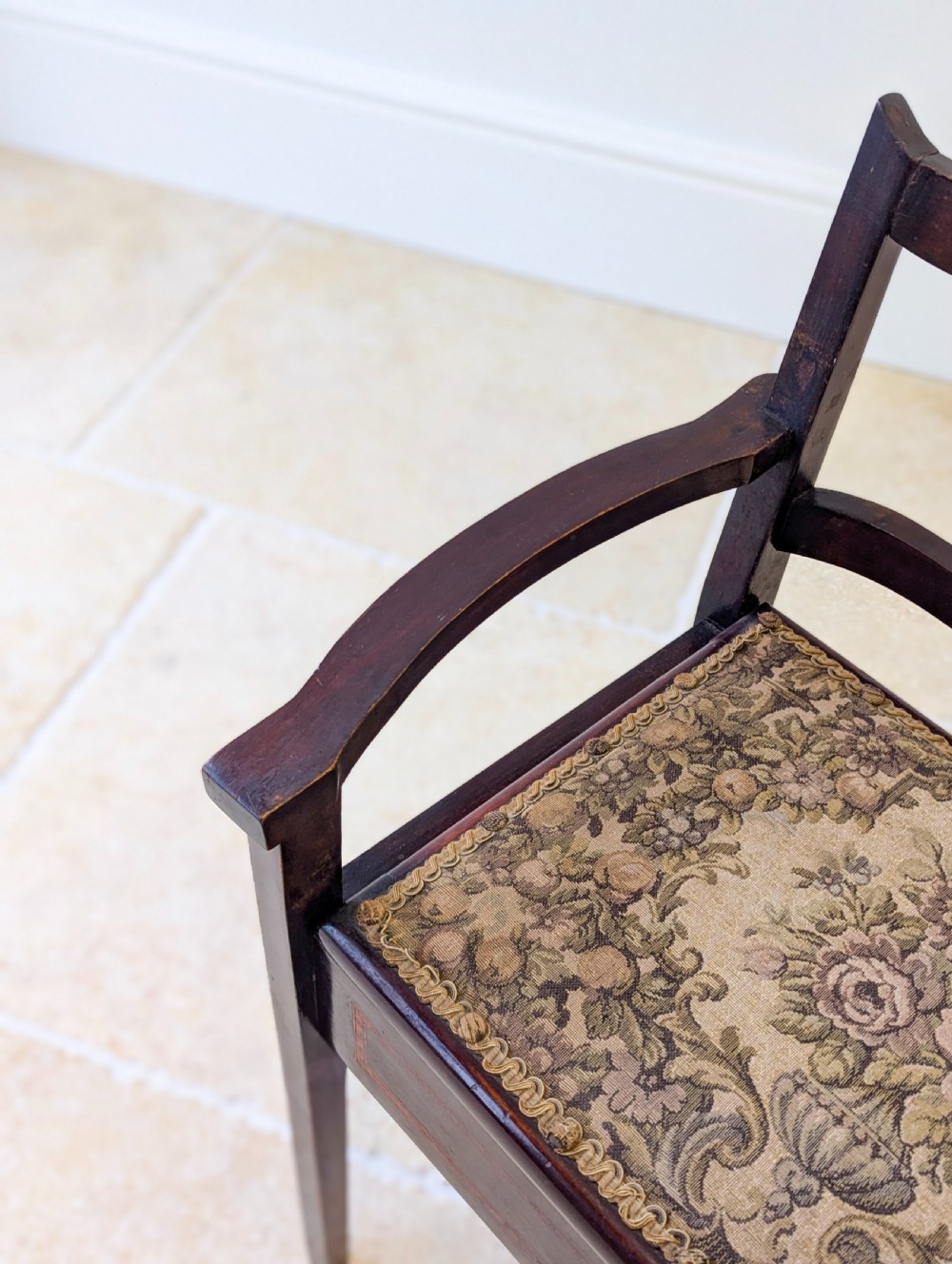 Antique Edwardian Mahogany Piano Stool with Storage c.1910 View XI