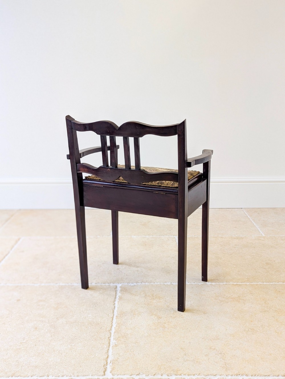 Antique Edwardian Mahogany Piano Stool with Storage c.1910 View XIII