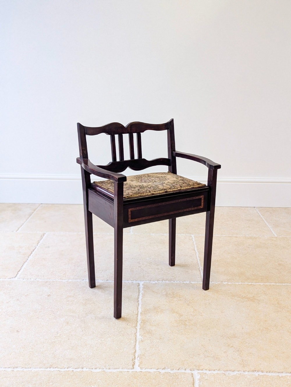 Antique Edwardian Mahogany Piano Stool with Storage c.1910 View XV