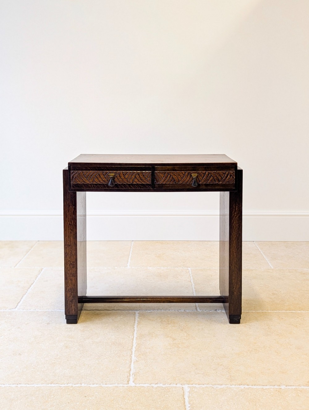 Antique Art Deco Oak Side Table c.1920 View II
