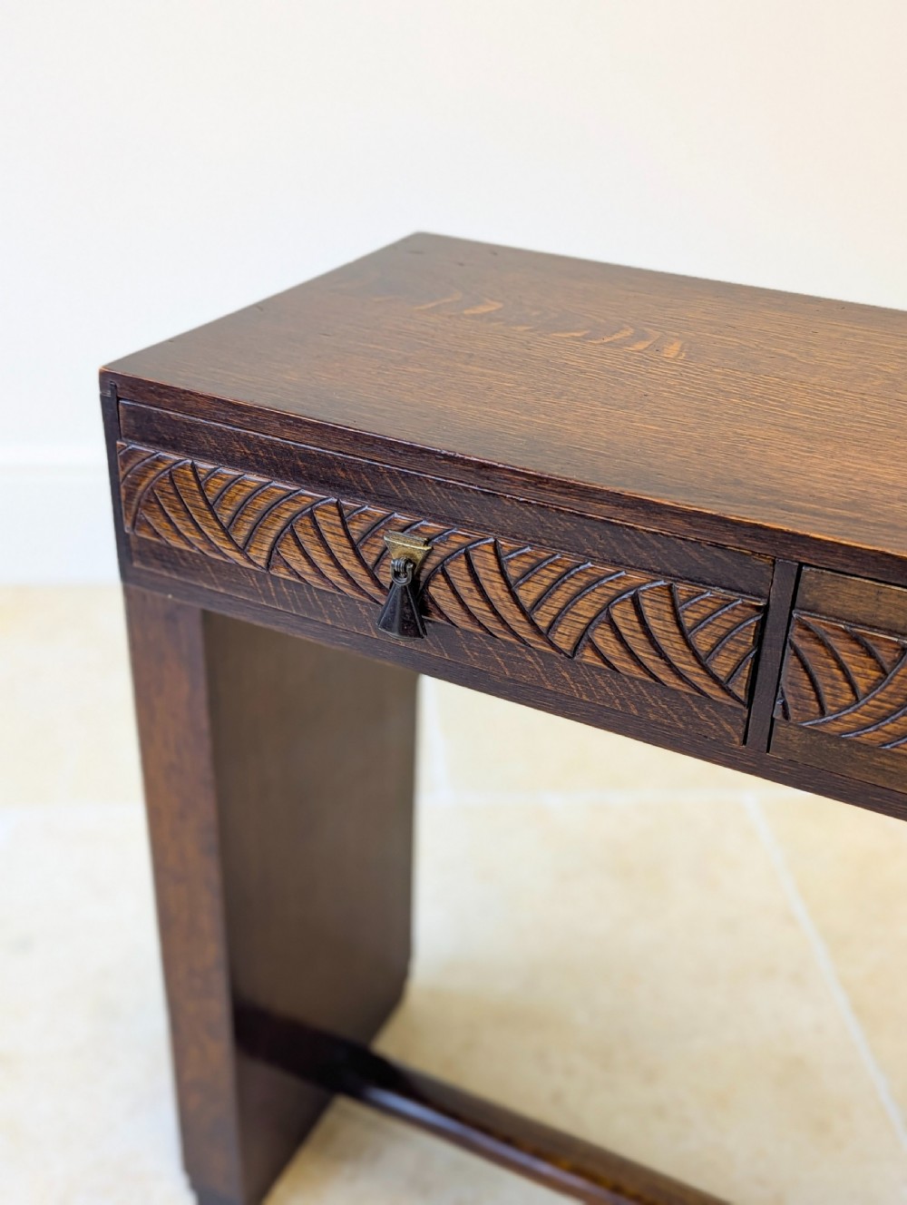Antique Art Deco Oak Side Table c.1920 View III