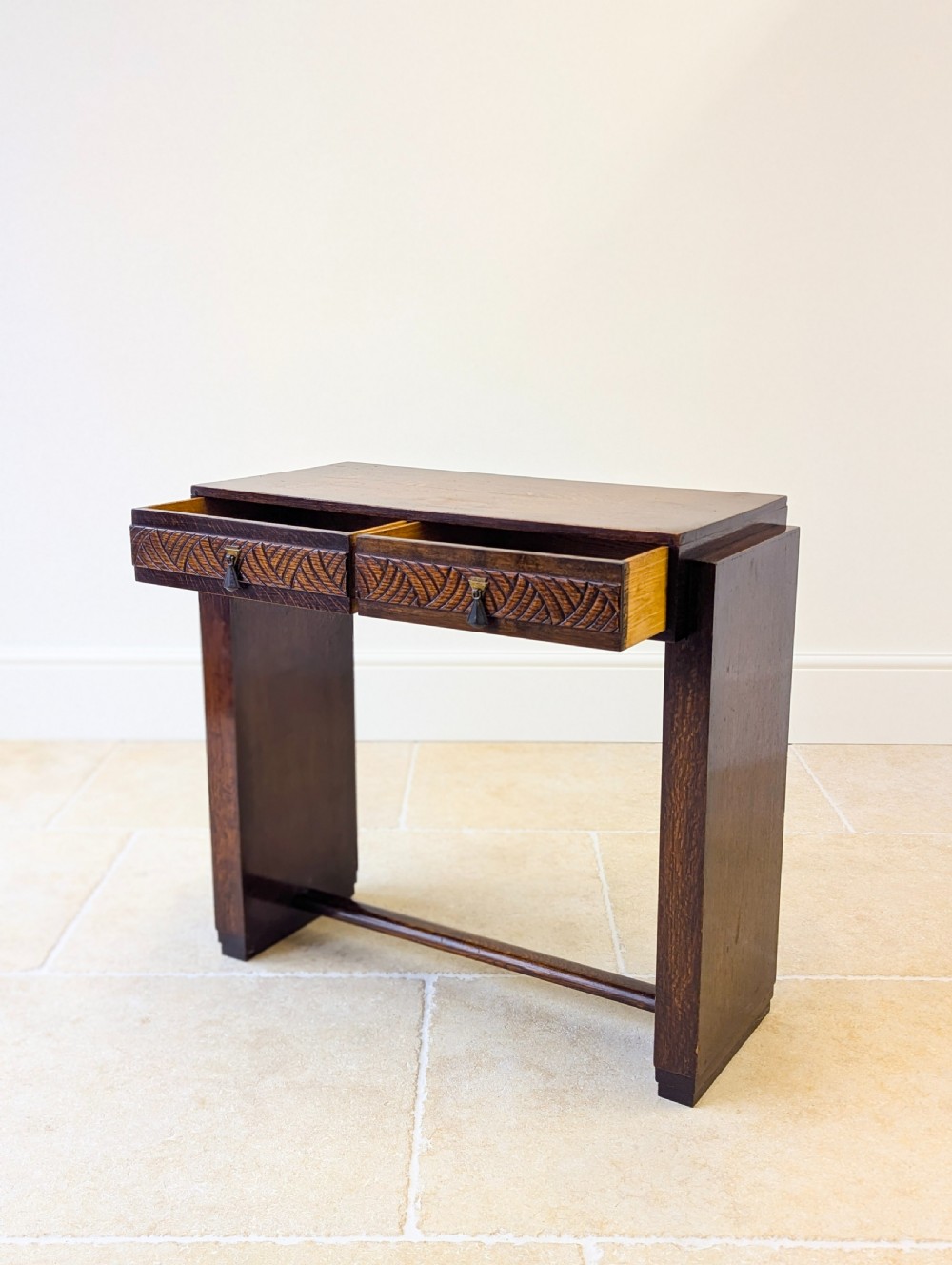 Antique Art Deco Oak Side Table c.1920 View IV
