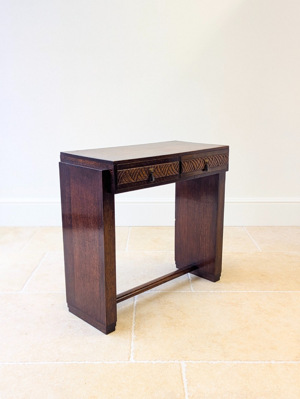Antique Art Deco Oak Side Table c.1920 View V