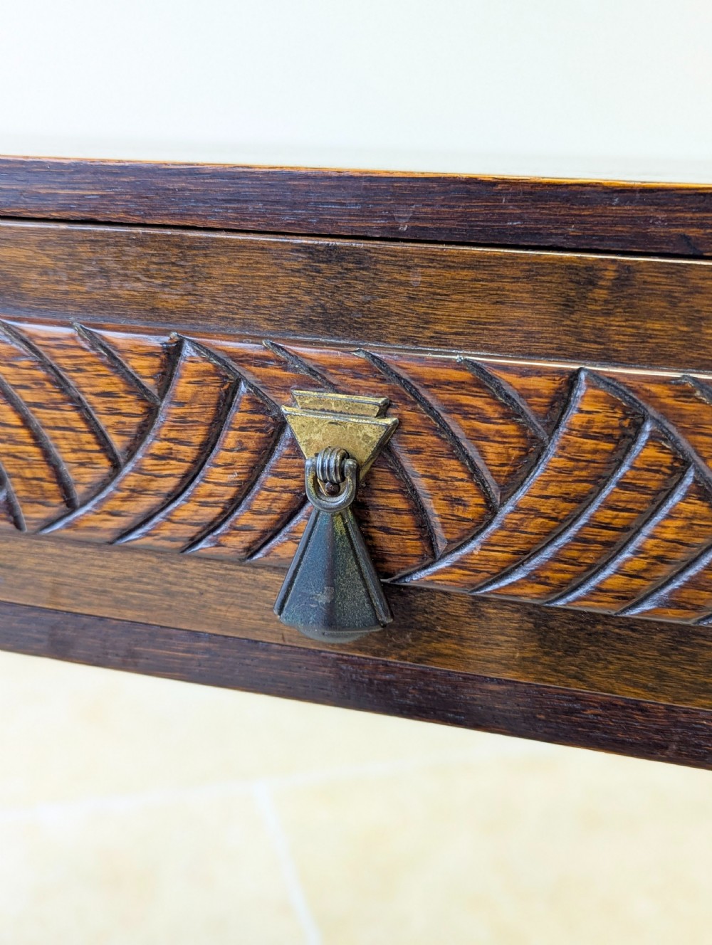 Antique Art Deco Oak Side Table c.1920 View VI